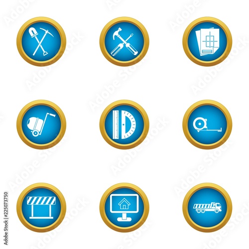 Workpiece icons set. Flat set of 9 workpiece vector icons for web isolated on white background