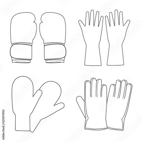 Vector illustration of glove and winter icon. Set of glove and equipment vector icon for stock.