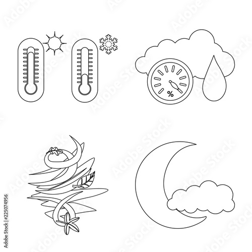 Isolated object of weather and climate symbol. Set of weather and cloud vector icon for stock.