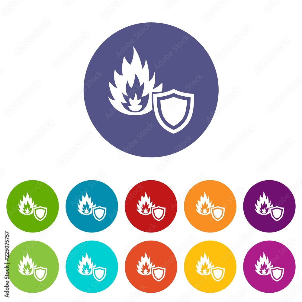 Fire protection icons color set vector for any web design on white background