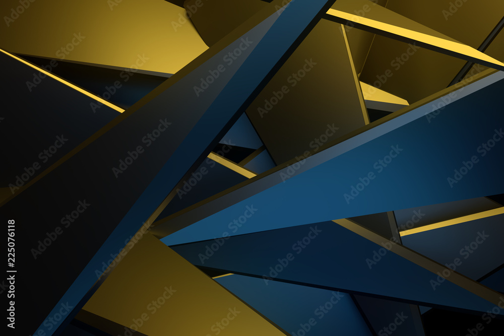 Fototapeta premium yellow and blue color abstract 3d rendering technology background.