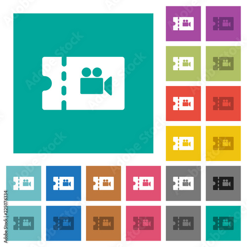 Movie discount coupon square flat multi colored icons