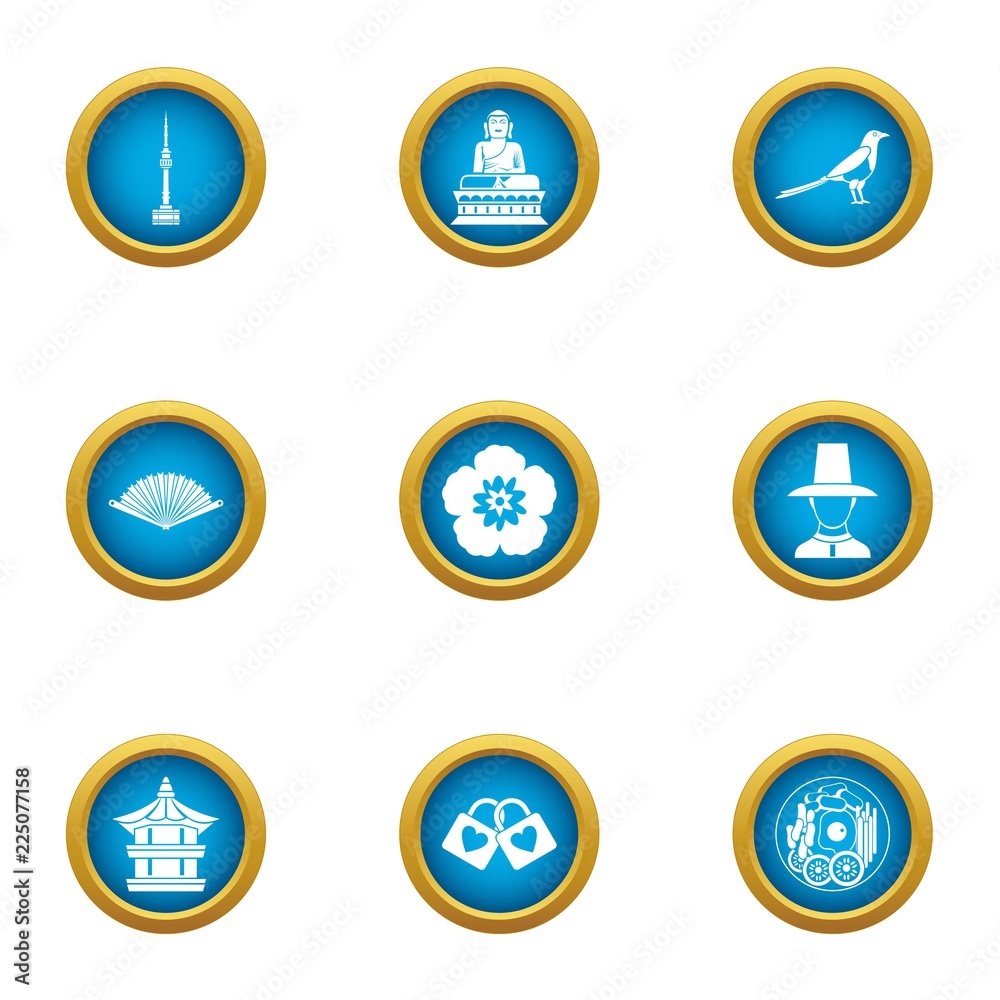 Asian oversight icons set. Flat set of 9 asian oversight vector icons for web isolated on white background Asian oversight icons set. Flat set of 9 asian oversight vector icons for web isolated on white background