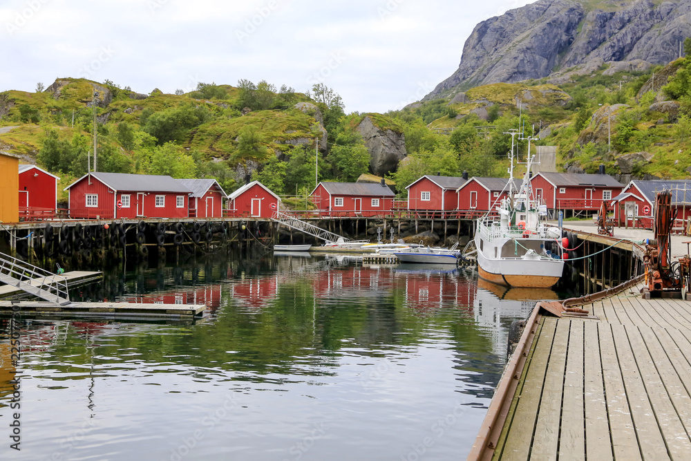 Wanderlust in Nusfjord fishing village in Lofoten, Northern Norway