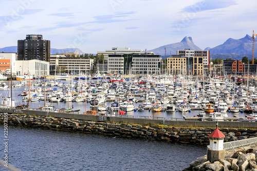 Bodø small boat port seen from the sea side, Northern Norway photo
