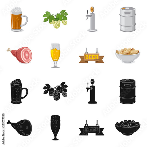 Isolated object of pub and bar logo. Collection of pub and interior stock symbol for web.