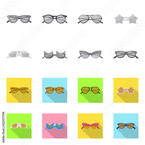 Isolated object of glasses and sunglasses icon. Set of glasses and accessory stock symbol for web.