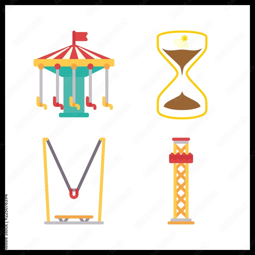4 retro icon. Vector illustration retro set. amusement park and carousel icons for retro works 4 retro icon. Vector illustration retro set. amusement park and carousel icons for retro works