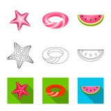 Isolated object of equipment and swimming logo. Collection of equipment and activity vector icon for stock.