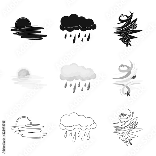 Vector illustration of weather and climate symbol. Collection of weather and cloud stock symbol for web.
