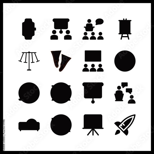 16 training icon. Vector illustration training set. sprain and swimming icons for training works