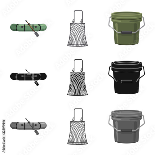 Isolated object of fish and fishing sign. Set of fish and equipment vector icon for stock.