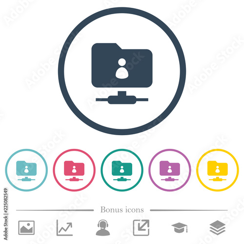 FTP directory owner flat color icons in round outlines