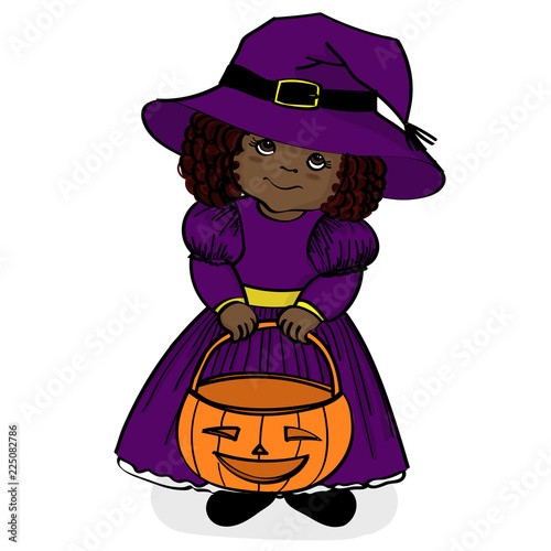 Little girl in witch costume