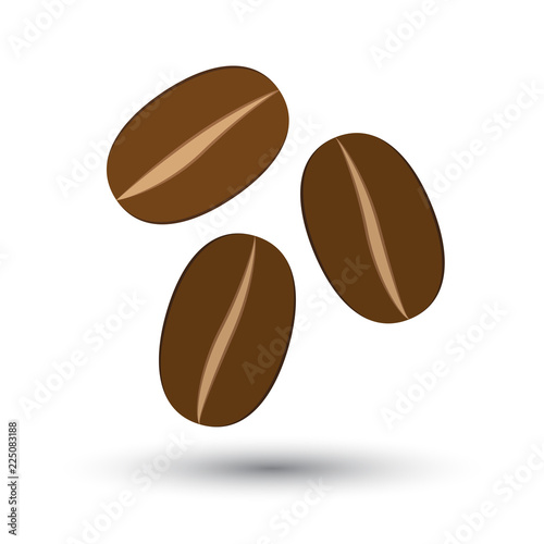 An icon with three grains of coffee on a white background. Vector Illustration