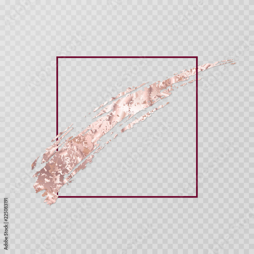 A bright metallic brush stroke with a pink gold texture. Vector illustration