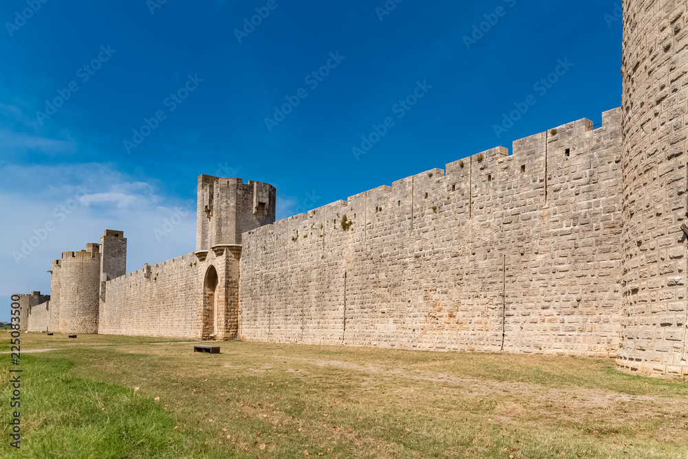 Aigues-Mortes in the south of France, the walls of the city
