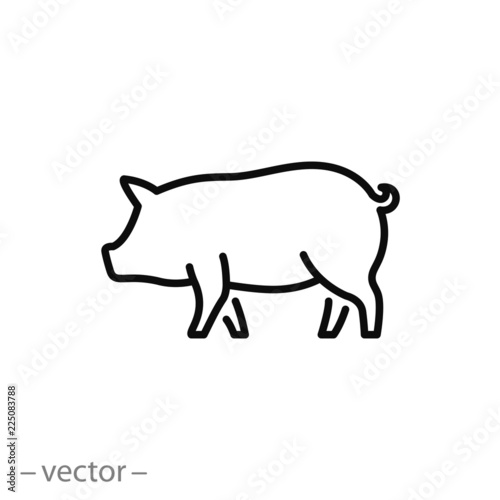pig icon, piggy silhouette linear sign isolated on white background - editable vector illustration eps10