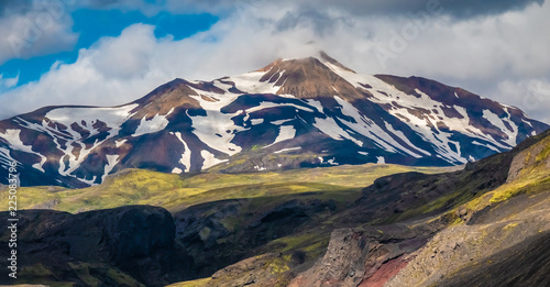 Dramatically beautiful and surreal landscapes between Emstrur and Thorsmork in the Highlands of Iceland. along the famous Laugavegur hiking trail.