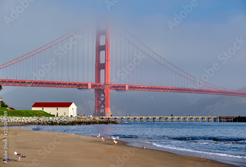 Golden Gate Bridge beach view, San Francisco, California