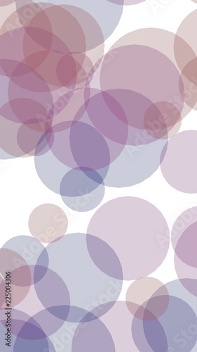 Multicolored translucent circles on a white background. Vertical image orientation. 3D illustration