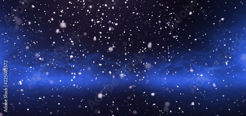 Winter  snow  background. Abstract dark bokeh background with snowflakes.