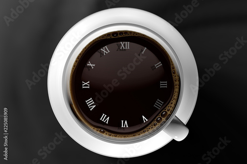 3d Illustration a cup with a coffee and a dial