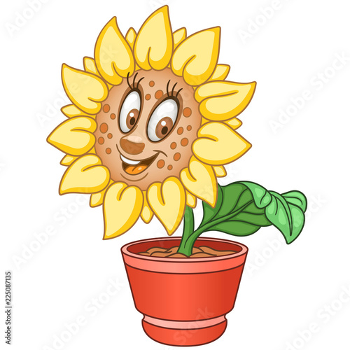Fototapeta Naklejka Na Ścianę i Meble -  Cartoon sun flower