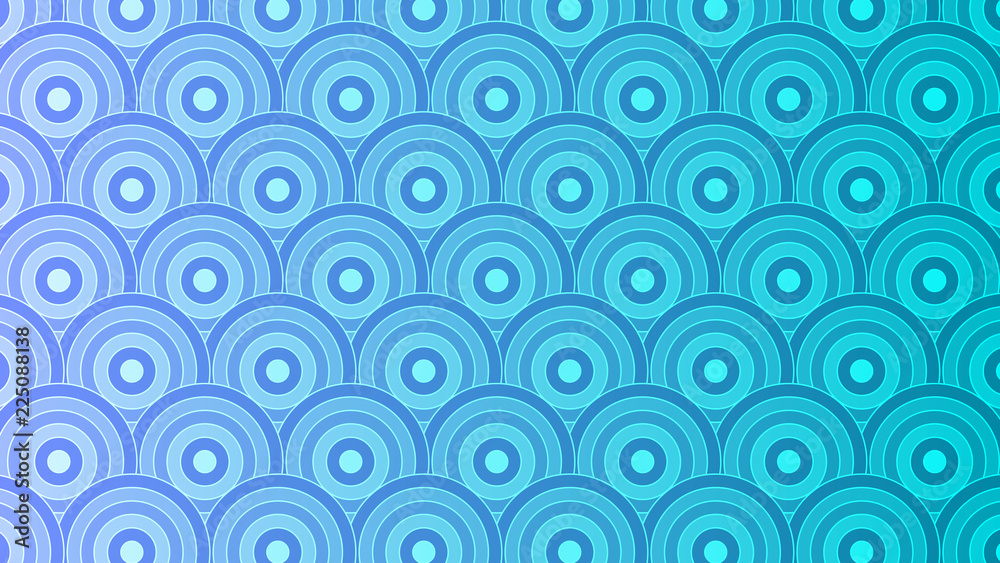 Abstract, geometric wallpaper (16x9). Blue and cyan gradient design. Japanese wave pattern