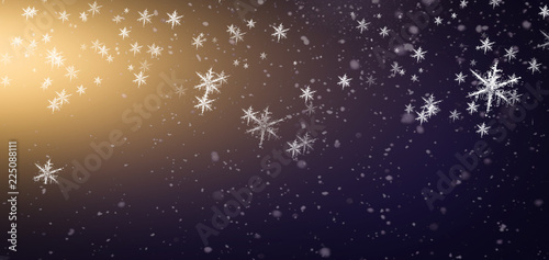 Winter  snow  background. Abstract dark bokeh background with snowflakes.