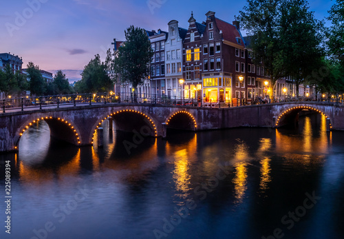 Bridge over Keizersgracht - Emperor's canal in Amsterdam, The Netherlands at twilight. © Jeff Whyte
