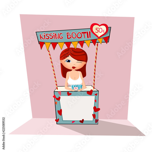 Woman in kissing booth
