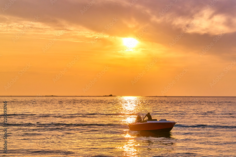 Idyllic sunset ocean bay view
