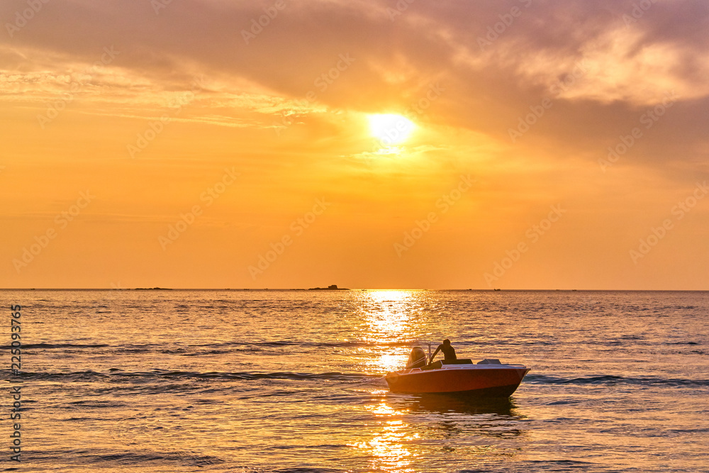 Idyllic sunset ocean bay view Idyllic sunset ocean bay view