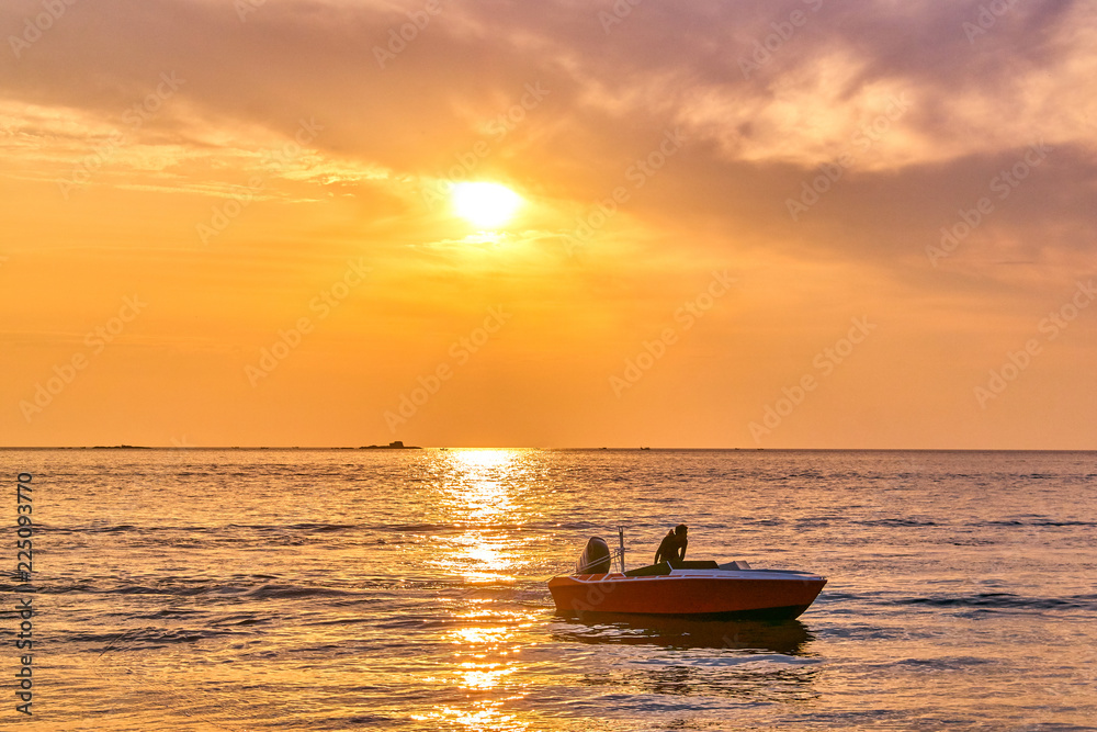 Idyllic sunset ocean bay view Idyllic sunset ocean bay view