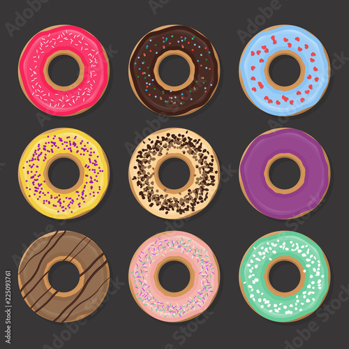 Collection of various glazed donuts