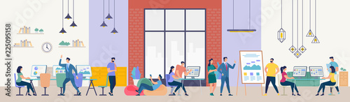 People Work in Office. Vector Illustration.