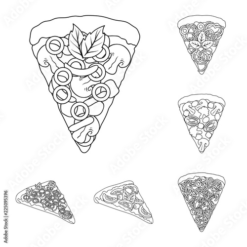 Different pizza outline icons in set collection for design.Pizza food vector symbol stock web illustration.