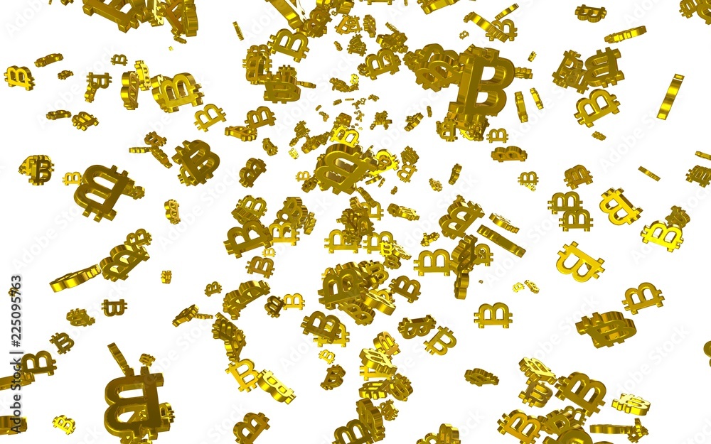 Digital currency symbol Bitcoin on a white background. Fall of bitcoin. Cryptocurrency graph on virtual screen. Business, Finance and technology concept. 3D illustration Digital currency symbol Bitcoin on a white background. Fall of bitcoin. Cryptocurrency graph on virtual screen. Business, Finance and technology concept. 3D illustration