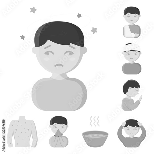 The sick man monochrome icons in set collection for design.Illness and treatment vector symbol stock web illustration.