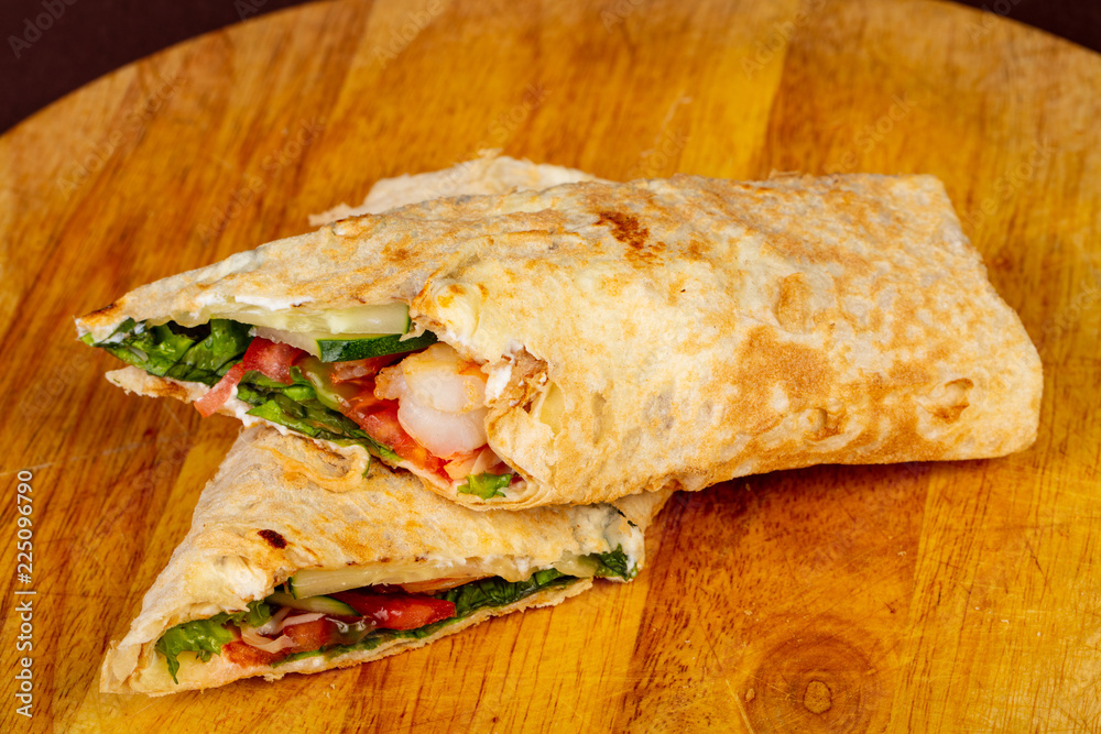 Wrap tortilla with prawn Wrap tortilla with prawn