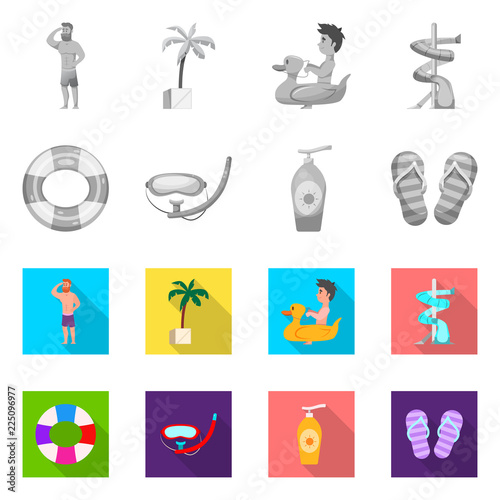 Isolated object of pool and swimming sign. Set of pool and activity vector icon for stock.
