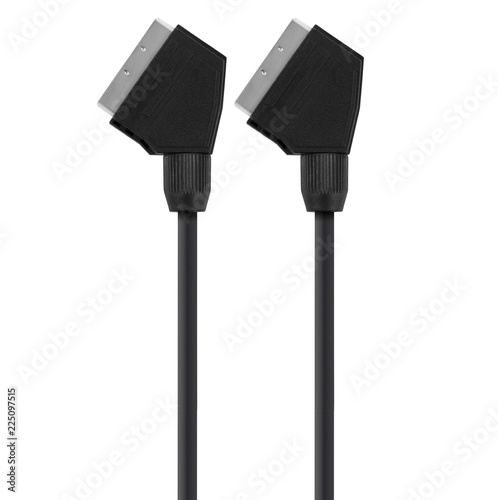 Scart cable on white background