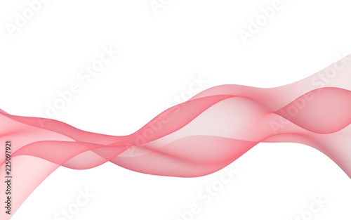 Abstract pink wave. Bright pink ribbon on white background. Pink scarf. Abstract smoke. Raster air background. Vertical image orientation. 3D illustration
