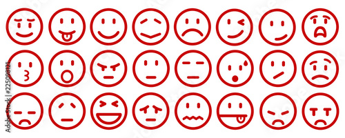 Twenty four cartoon emoticons - stock vector