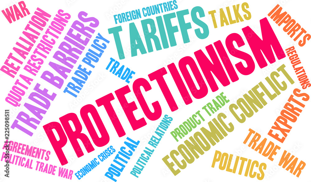 Protectionism Word Cloud on a white background. Protectionism Word Cloud on a white background.