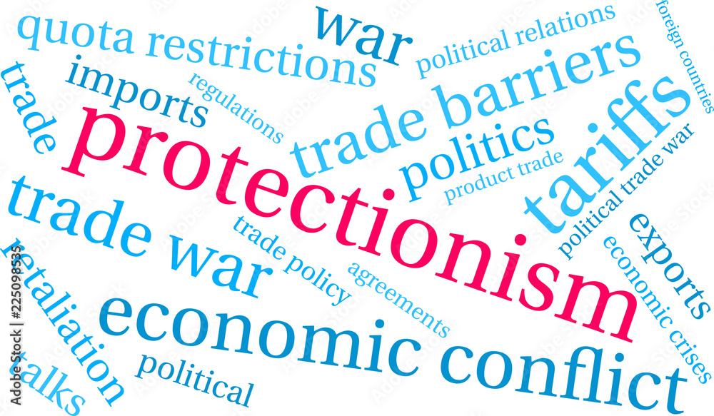 Protectionism Word Cloud on a white background. Protectionism Word Cloud on a white background.