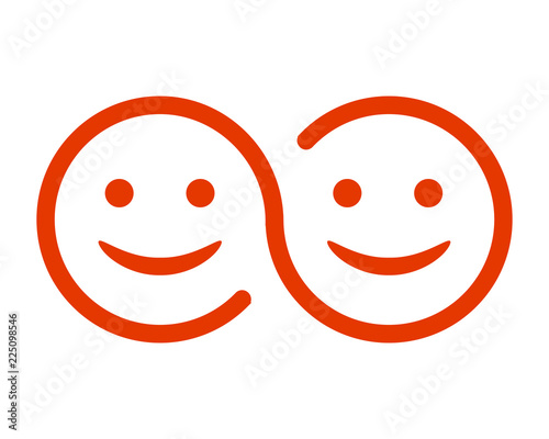 Two smiling faces icon - stock vector