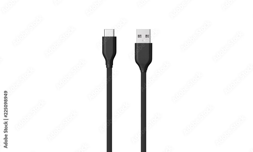 usb-c cable isolated on white background usb-c cable isolated on white background
