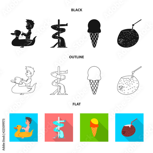 Vector illustration of pool and swimming symbol. Collection of pool and activity stock vector illustration.